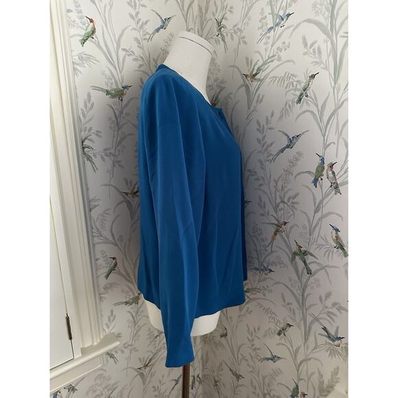 CYNTHIA HOWIE for MAGGIE BOUTIQUE Petites 10 P Jacket Teal 100% SILK Crop Relax - Picture 2 of 7